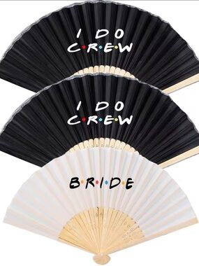New bride and crew hand fans set or 3
